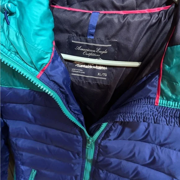 American Eagle Outfitters Navy Jacket with Light Teal Trim - Picture 4 of 4